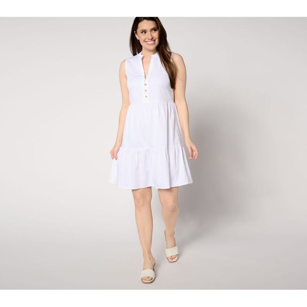 Splendid Women's Dress Sz L NIC+ZOE Tia Woven Sleeveless White